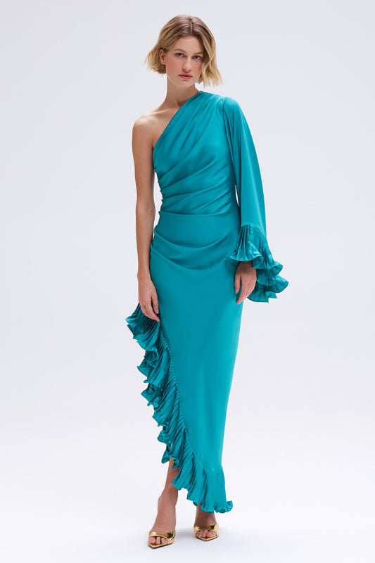 VESTIDO MIDI CETIM DREAM VERDE ESCURO