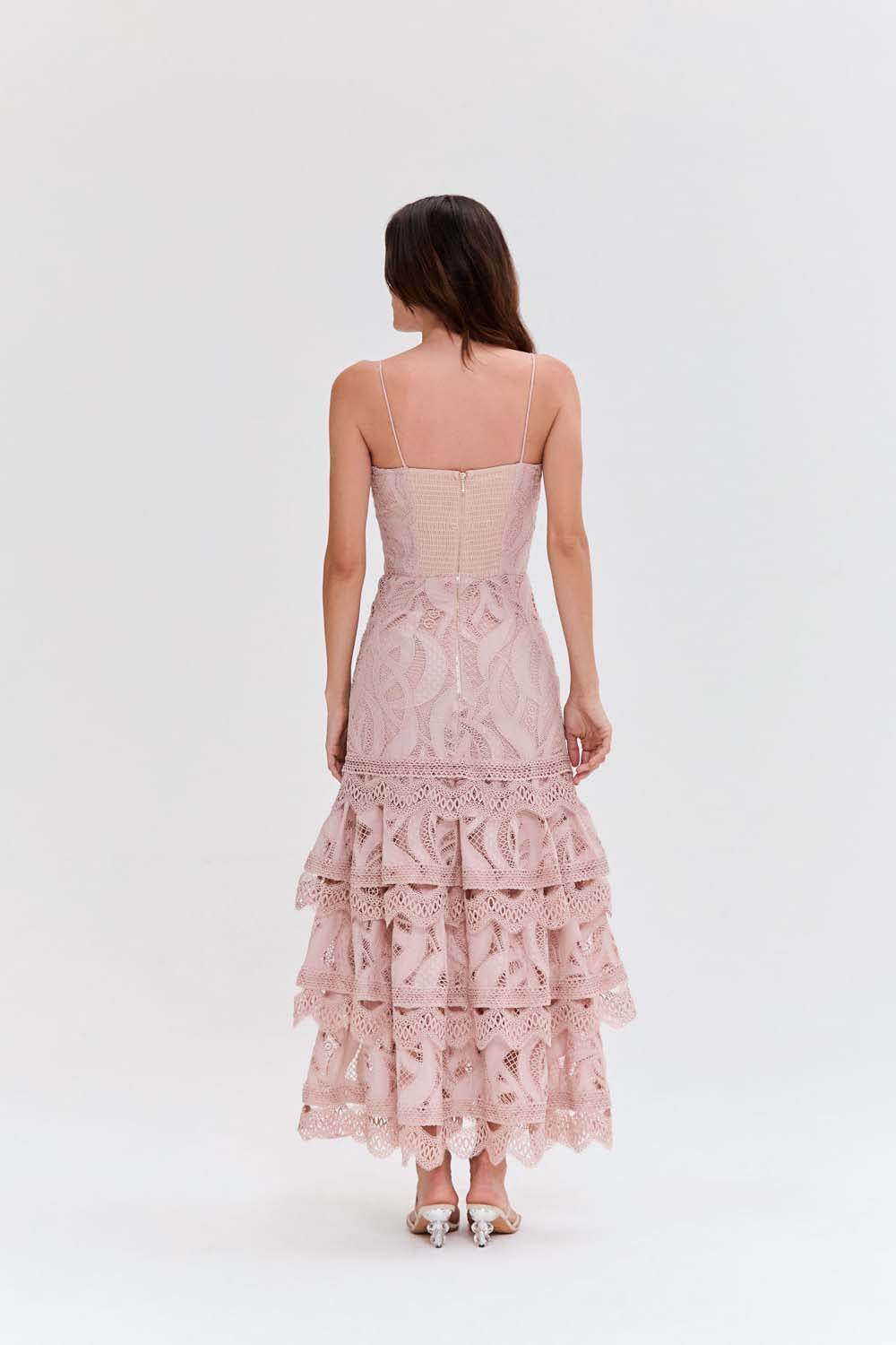 VESTIDO MIDI AURA LACE ROSE