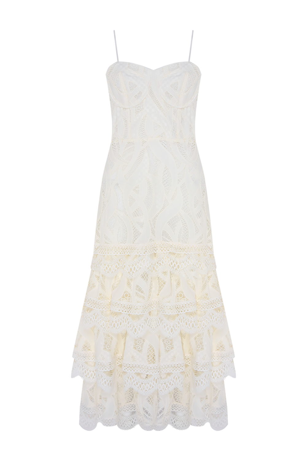 VESTIDO MIDI AURA LACE OFF WHITE