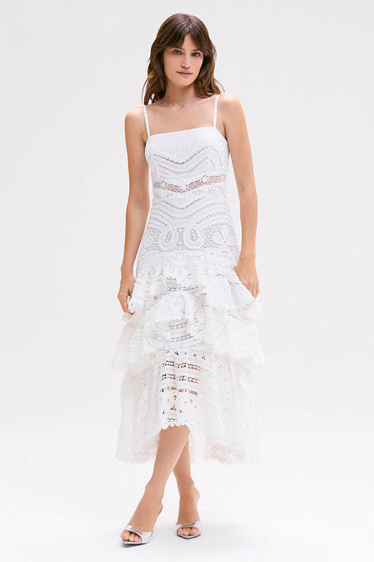 VESTIDO MIDI ALBA LACE OFF WHITE