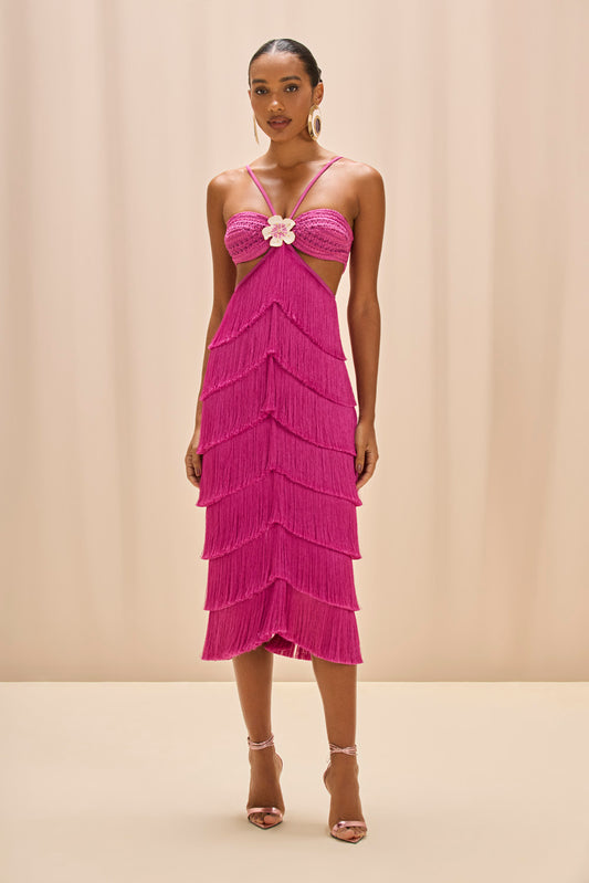 VESTIDO MIDI LYA FRINGE ROXO
