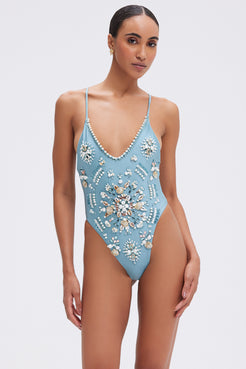 BODY SEASHELL LYCRA  AZUL