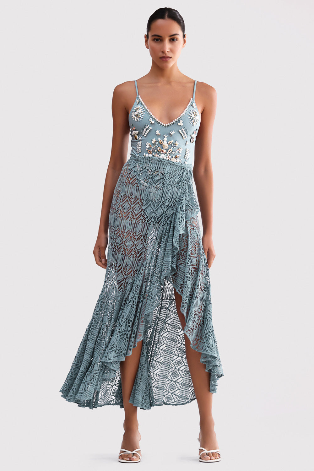 SAIDA DE PRAIA SEASHELL LYCRA  AZUL