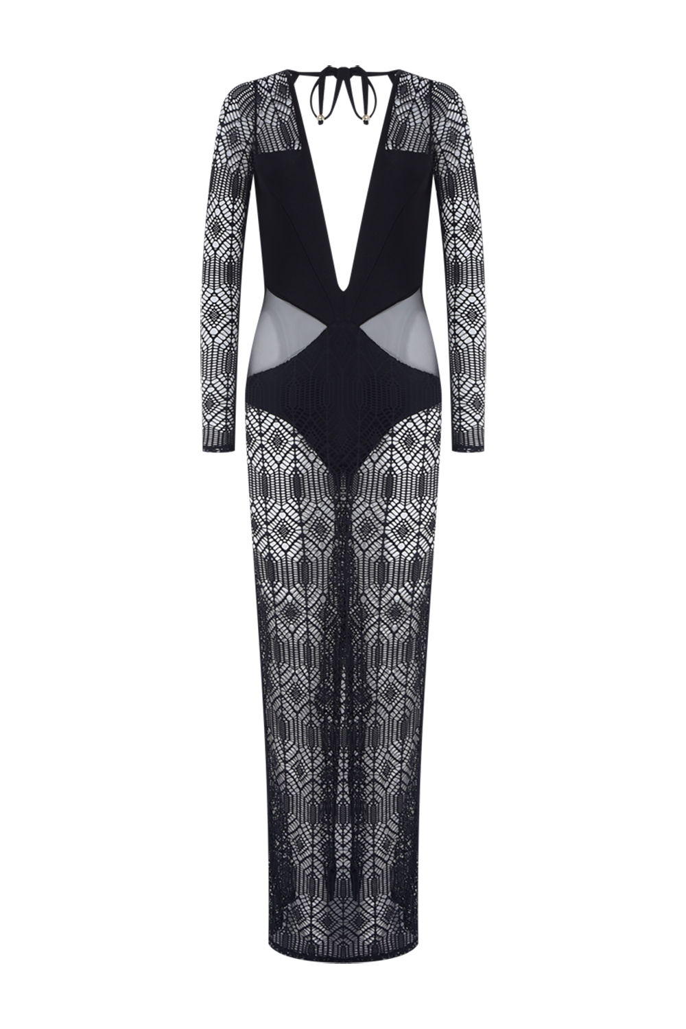 VESTIDO LONGO SEASHELL LYCRA  PRETO