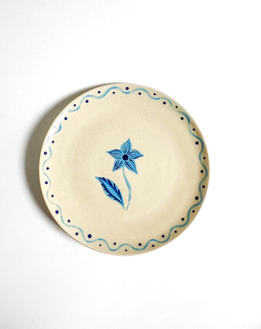 Prato sobremesa blue daisy nude