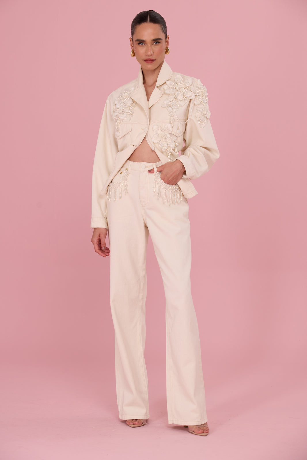 CALÇA ALINA DENIM OFF WHITE