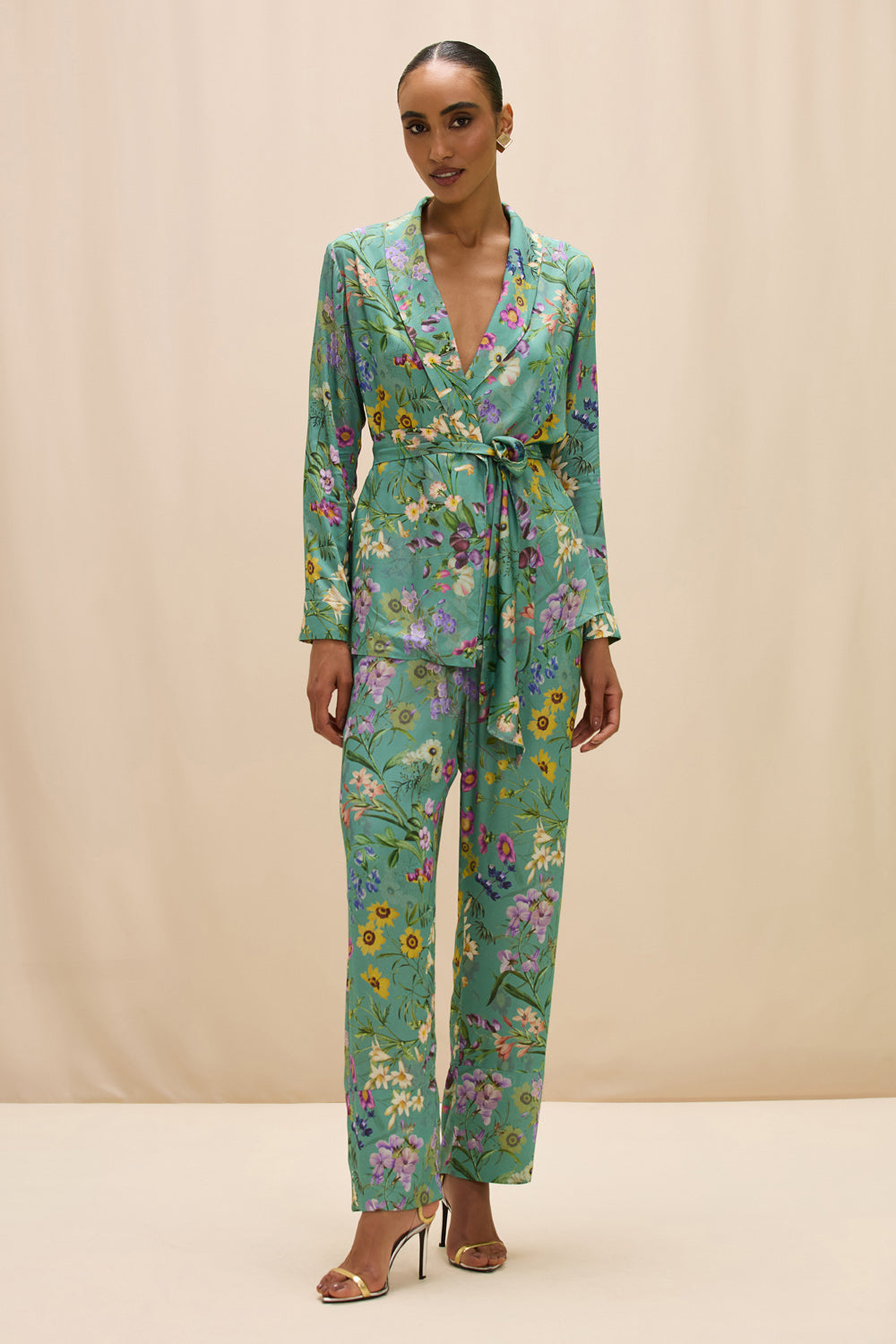 PIJAMA LONGO HEATHER AZUL ESVERDEADO