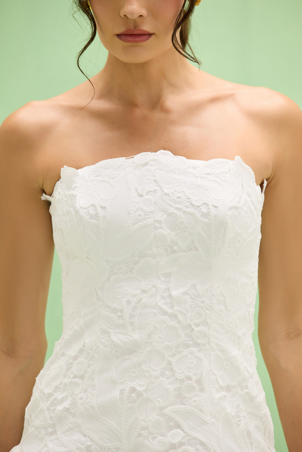 VESTIDO CURTO RENDA MYSIE OFF WHITE