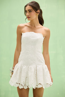 VESTIDO CURTO RENDA MYSIE OFF WHITE