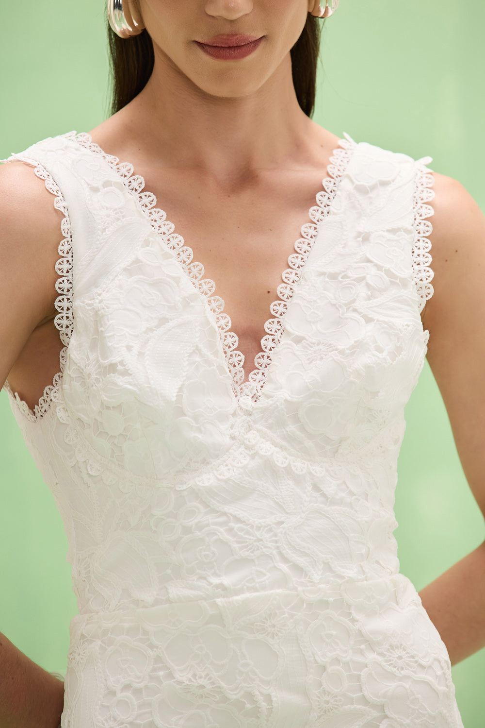 VESTIDO MIDI RENDA MYSIE OFF WHITE