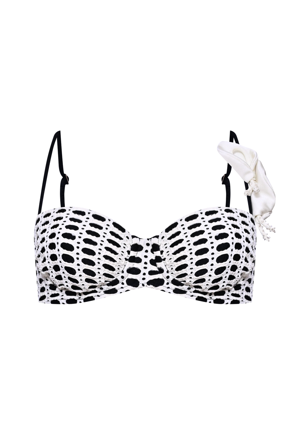 TOP TELA SELENE PRETO COM OFF WHITE