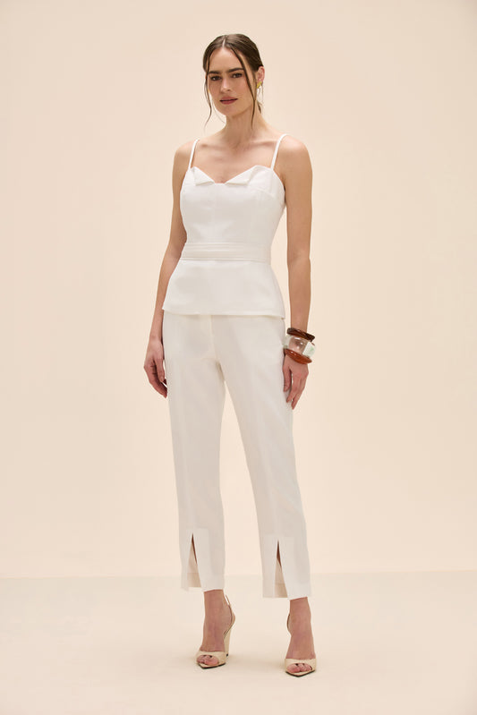 CALÇA DUAL CREPE OFF WHITE