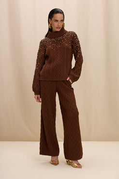 CALÇA TRICOT NARA MARROM