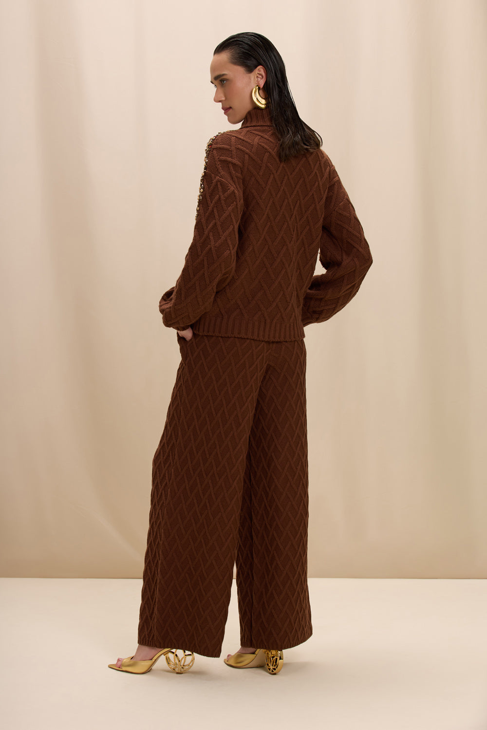 CALÇA TRICOT NARA MARROM