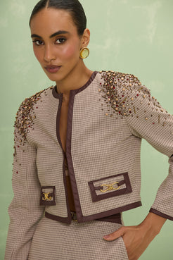 CASACO TWEED ELSA MARROM