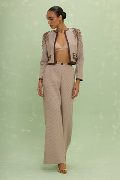 CALÇA TWEED ELSA MARROM
