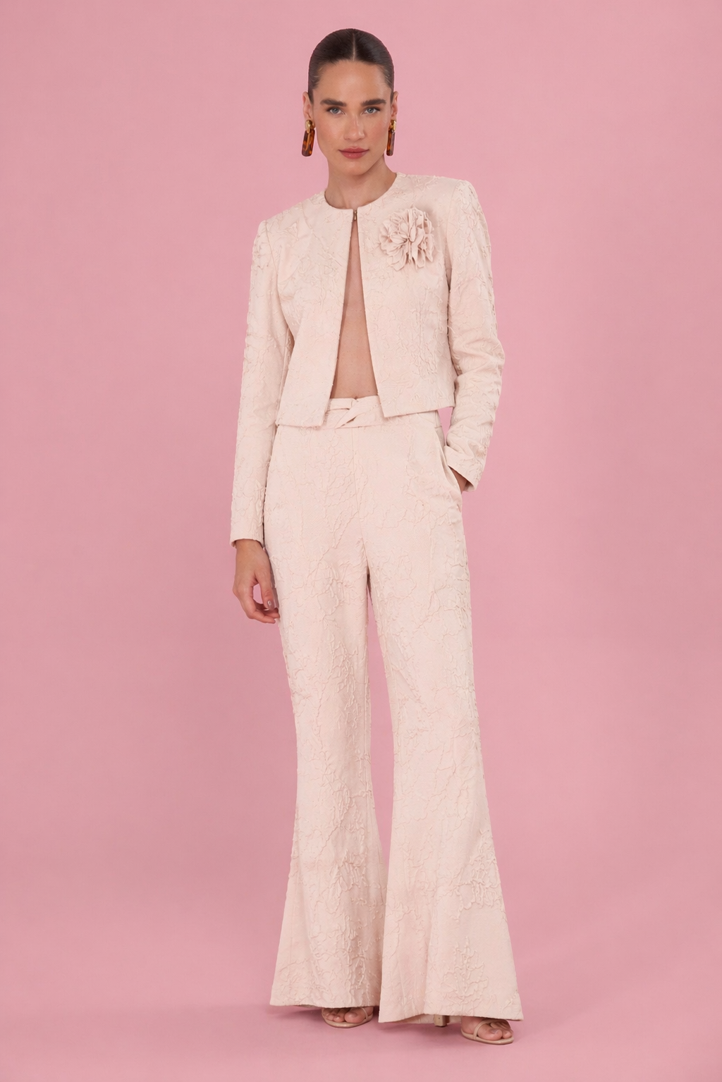 CALÇA JACQUARD HAZEL BEGE