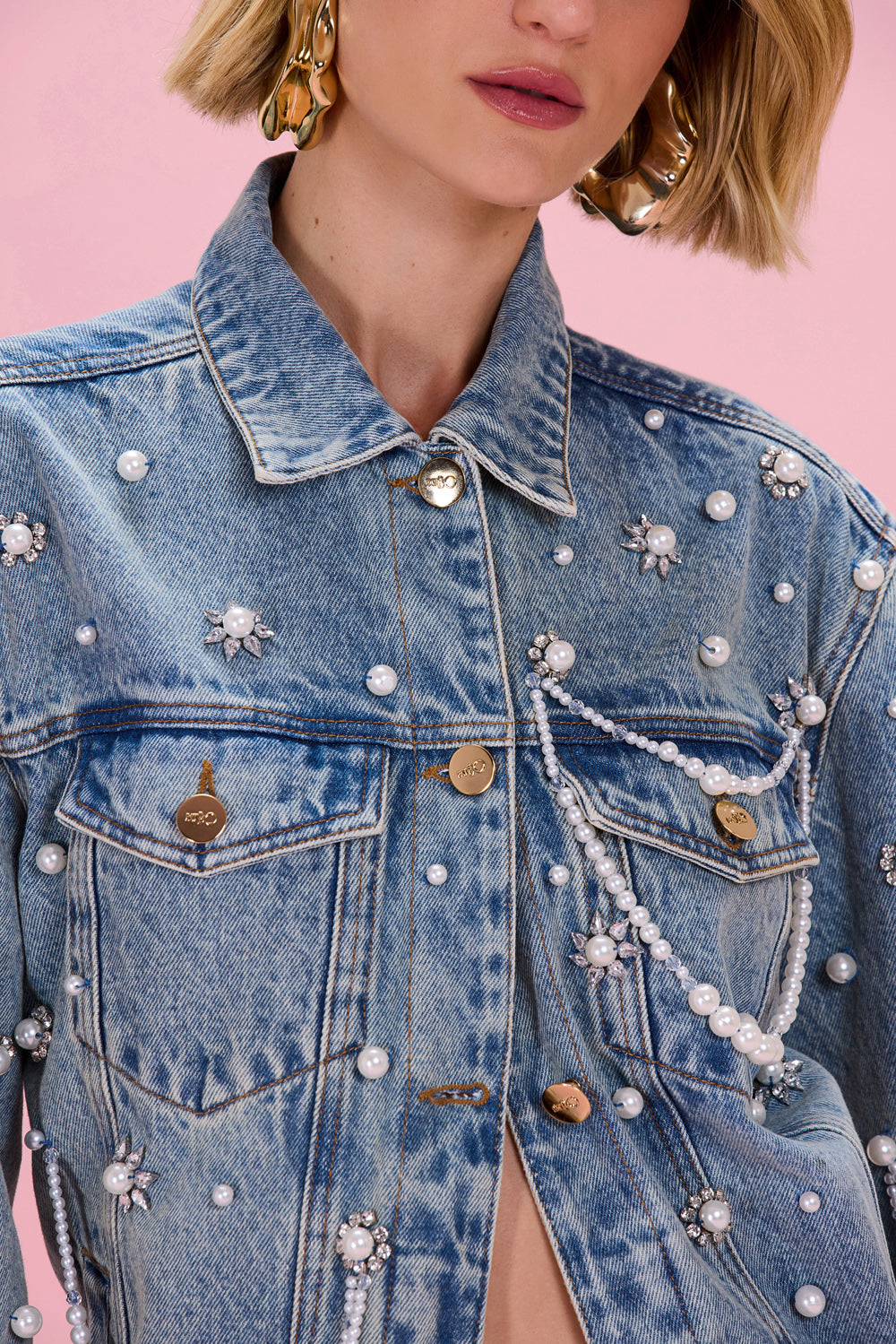 JAQUETA CRYSTAL DENIM AZUL
