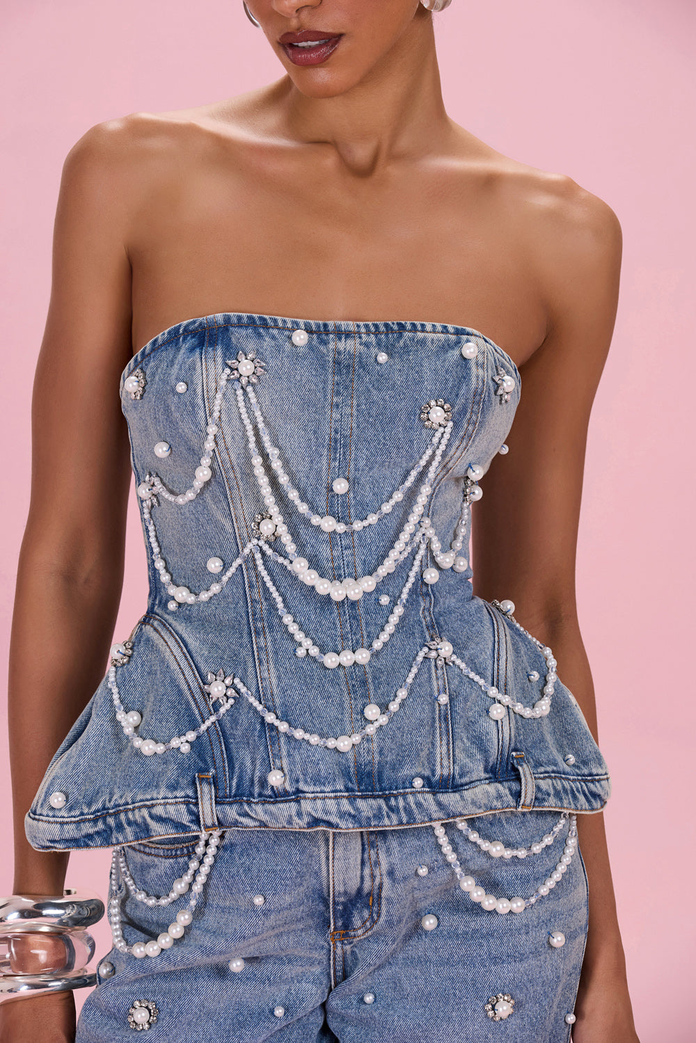 TOP CRYSTAL DENIM AZUL