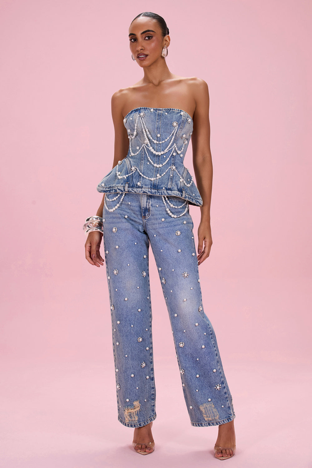 TOP CRYSTAL DENIM AZUL