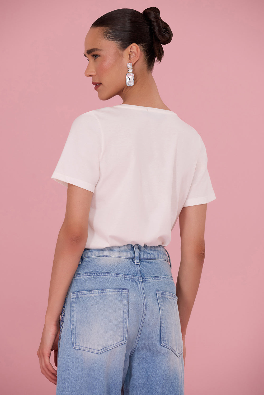 T-SHIRT CRYSTAL EMBROIDERY OFF WHITE