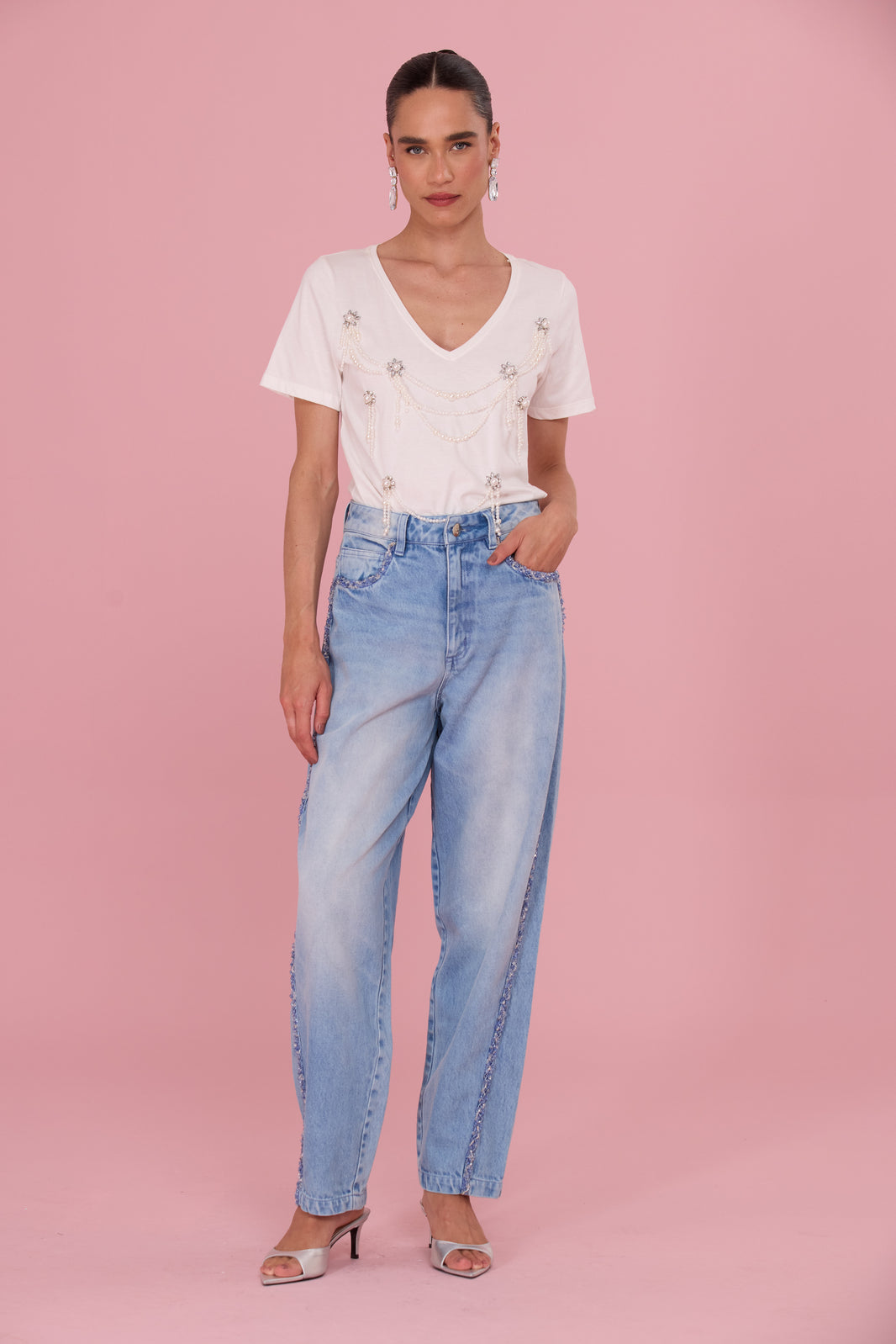 CALÇA CRYSTAL DENIM AZUL