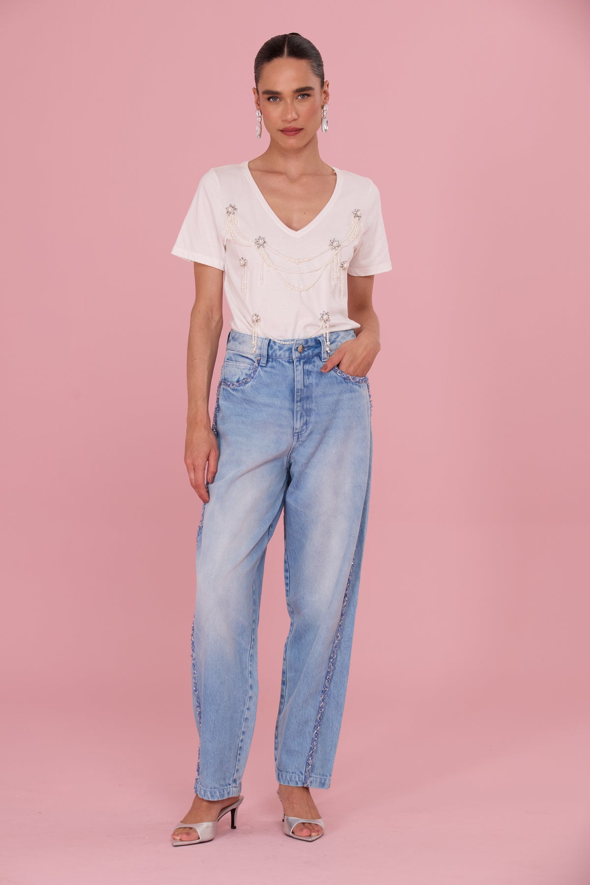 CALÇA CRYSTAL DENIM AZUL