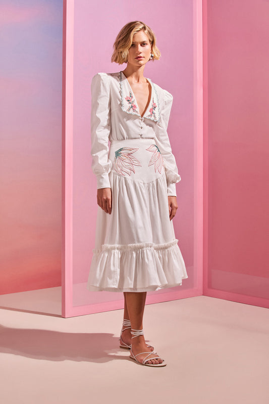 SAIA MIDI TRICOLINE BRUMA OFF WHITE