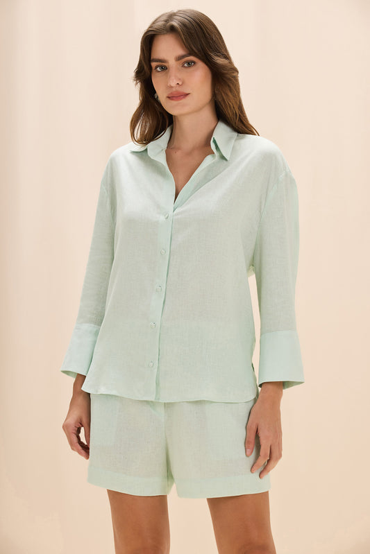 CAMISA LINHO ACQUA MIST AZUL ESVERDEADO