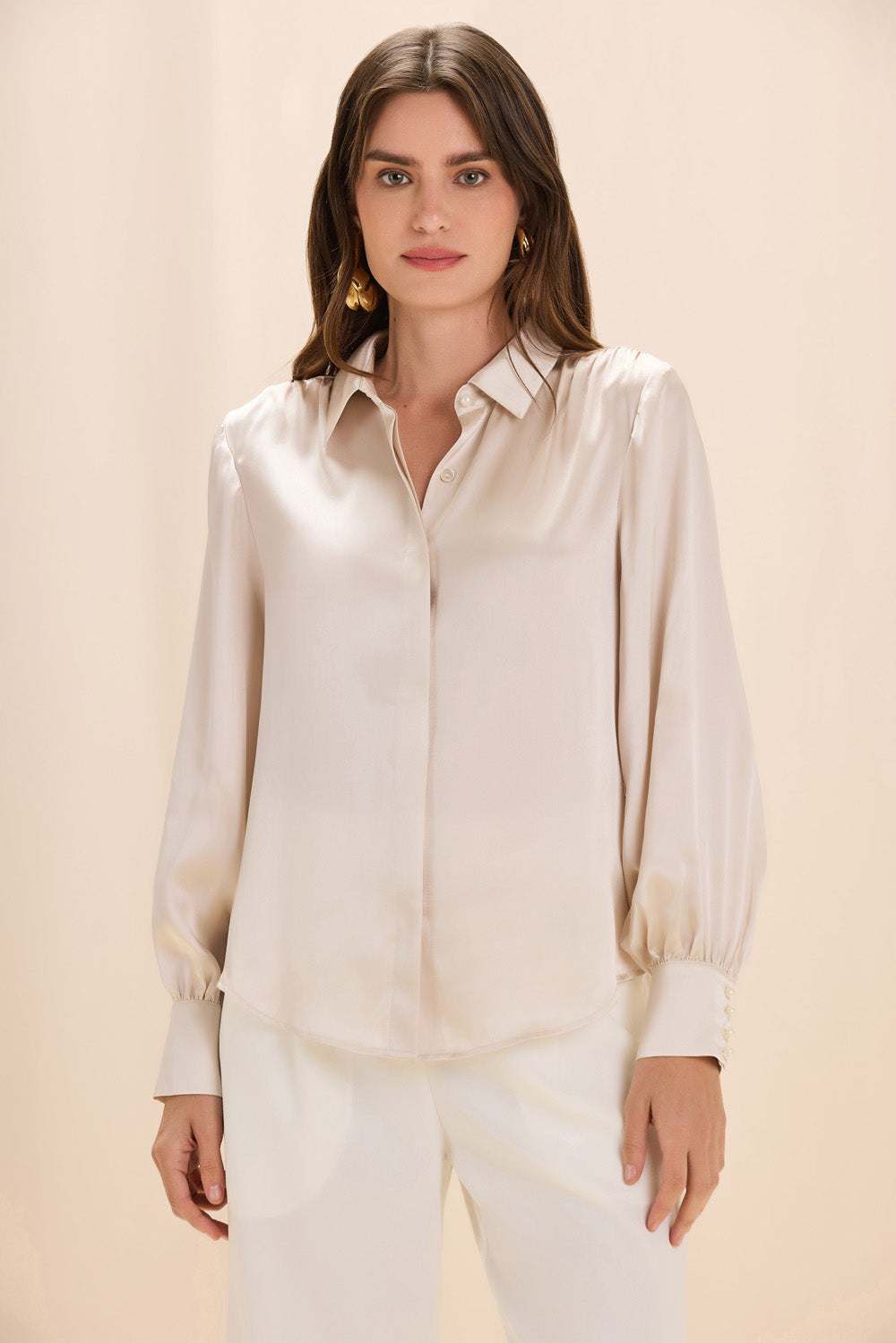 CAMISA SEDA ISABEL BEGE