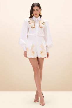 SHORT TRICOLINE LOTUS OFF WHITE