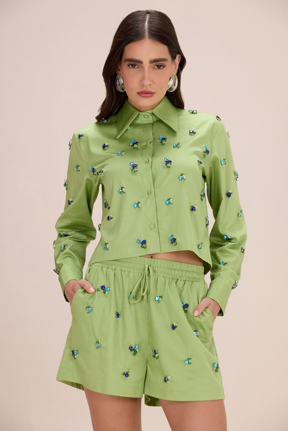 SHORT TRICOLINE BLOSSOM VERDE