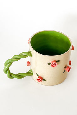 CANECA ROSIE  BEGE E VERDE