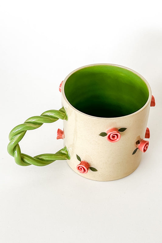 CANECA ROSE  BEGE E VERDE