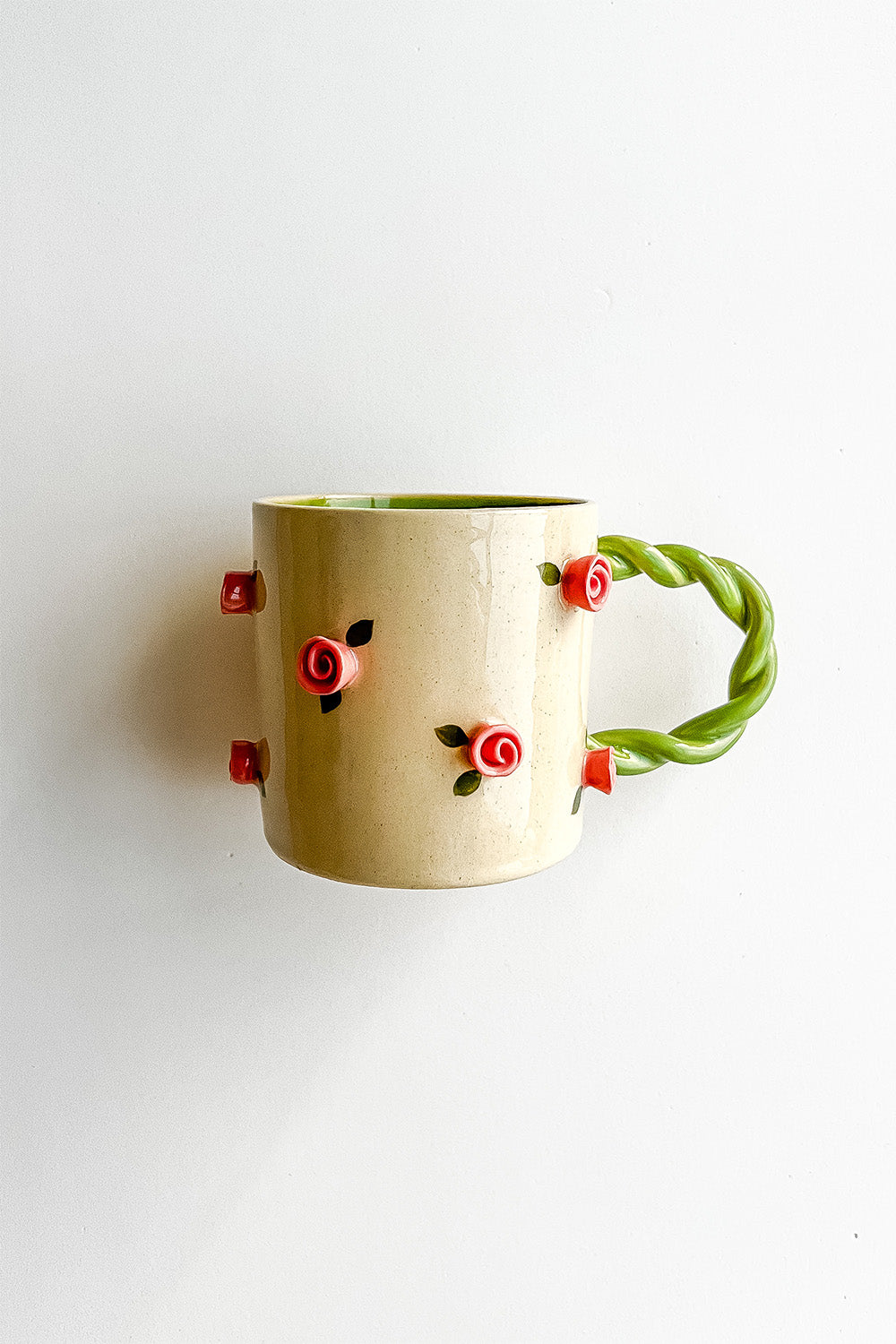 CANECA ROSIE  BEGE E VERDE