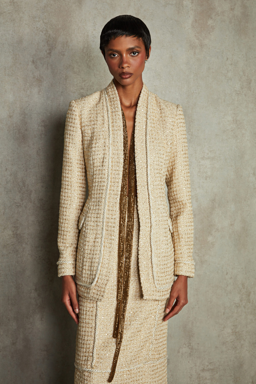 CASACO TWEED DIANA DOURADO