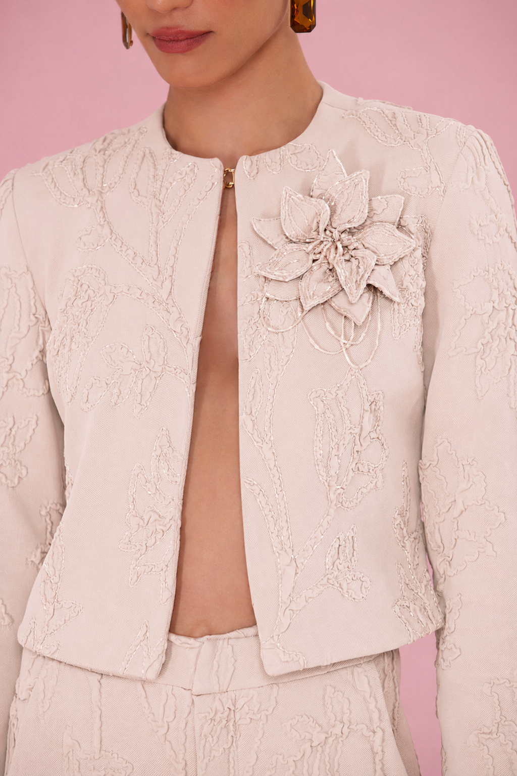 CASACO JACQUARD HAZEL BEGE