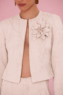 CASACO JACQUARD HAZEL BEGE