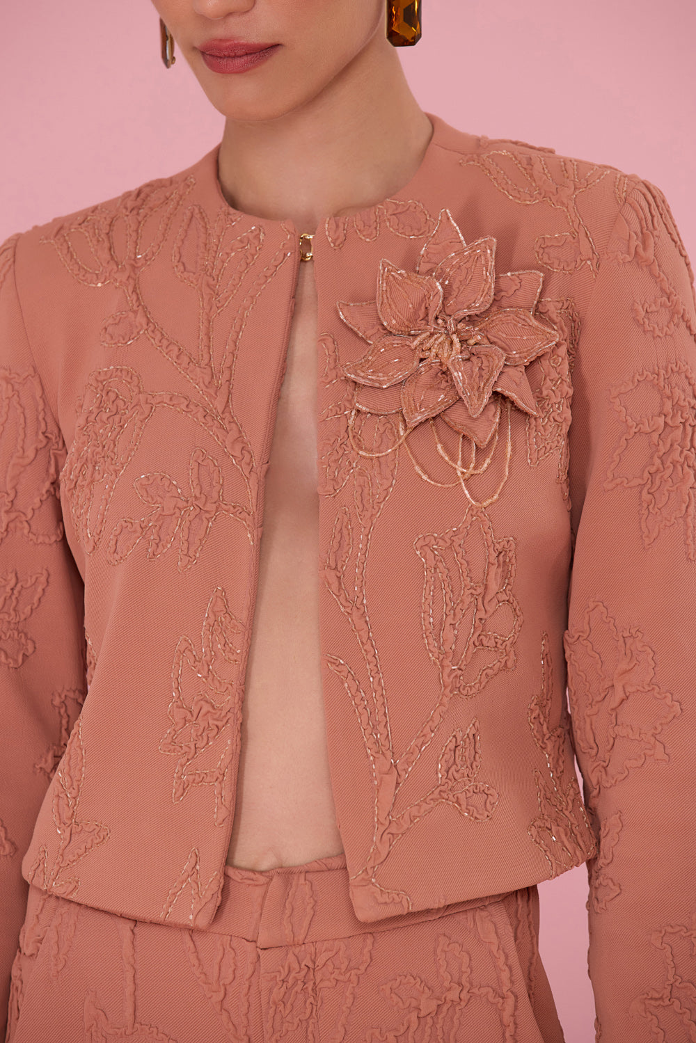 CASACO JACQUARD HAZEL MARROM