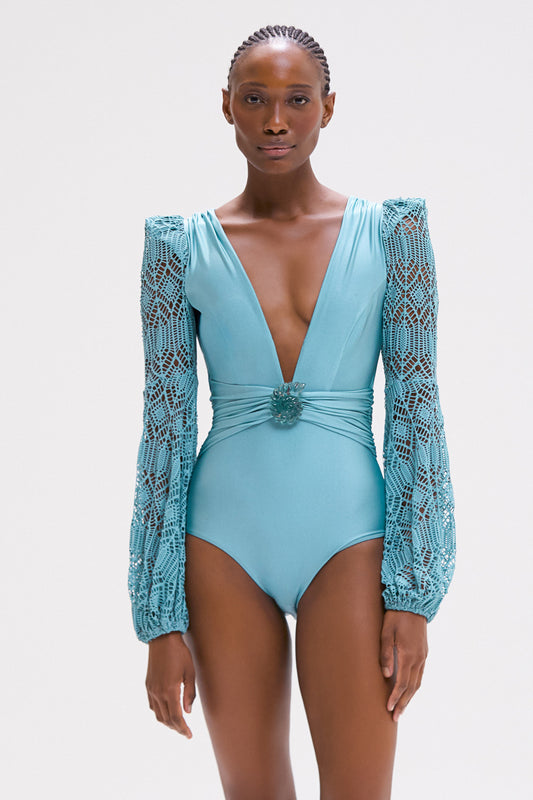 BODY SEASHELL LYCRA  AZUL
