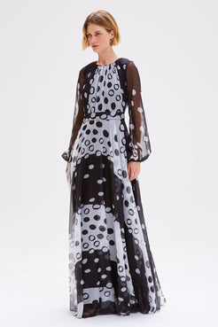 VESTIDO LONGO PLISSÊ DOTS POÁ