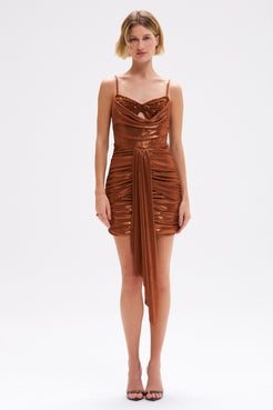 VESTIDO CURTO JERSEY ELYSIAN COBRE