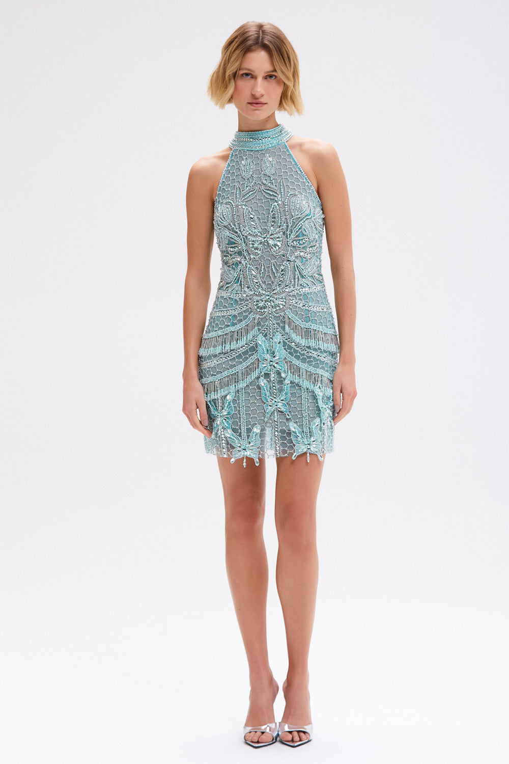 VESTIDO CURTO BUTTERFLY EMBROIDERY VERDE CLARO