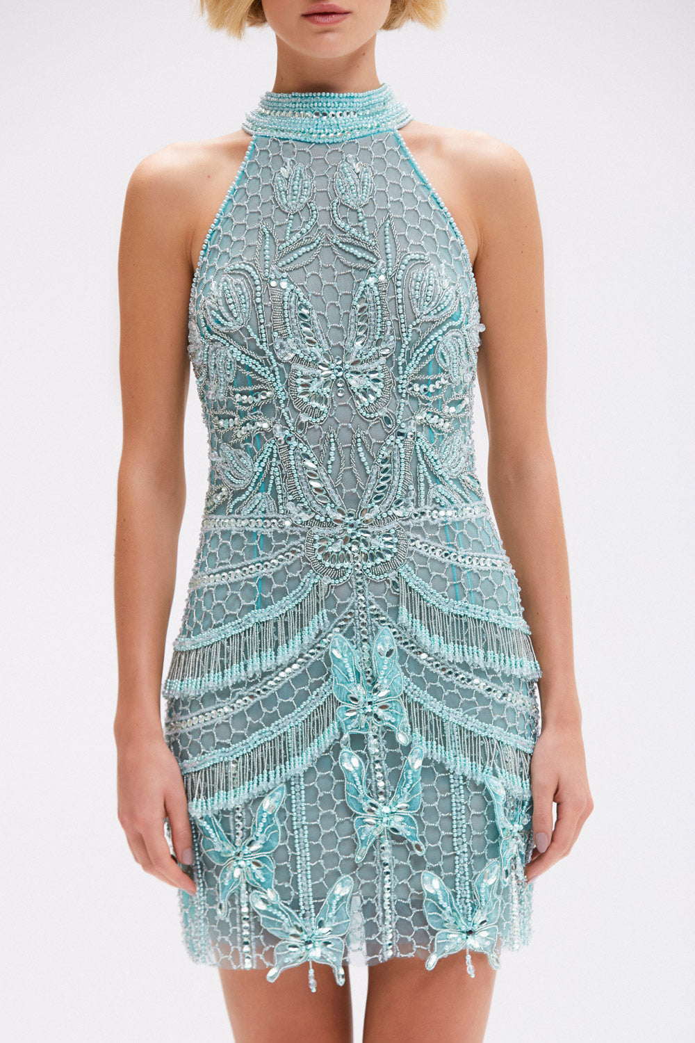 VESTIDO CURTO BUTTERFLY EMBROIDERY VERDE CLARO