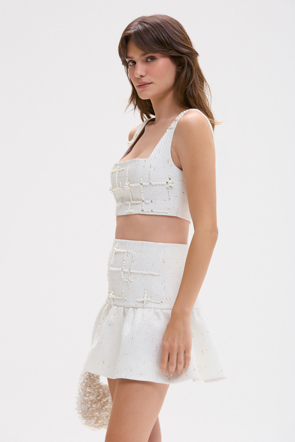 TOP PEARL TWEED OFF WHITE