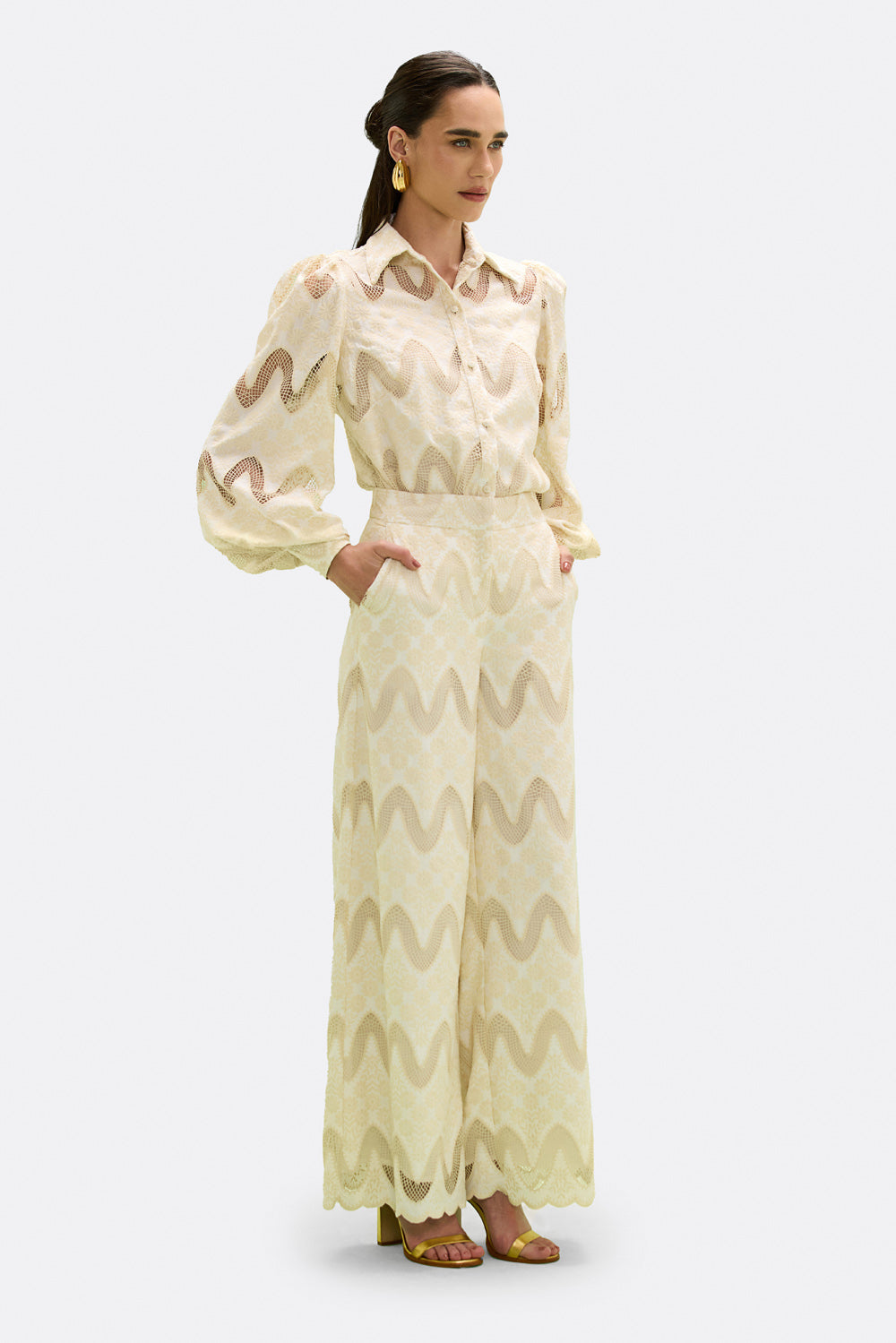 CALÇA LAISE FLORA OFF WHITE