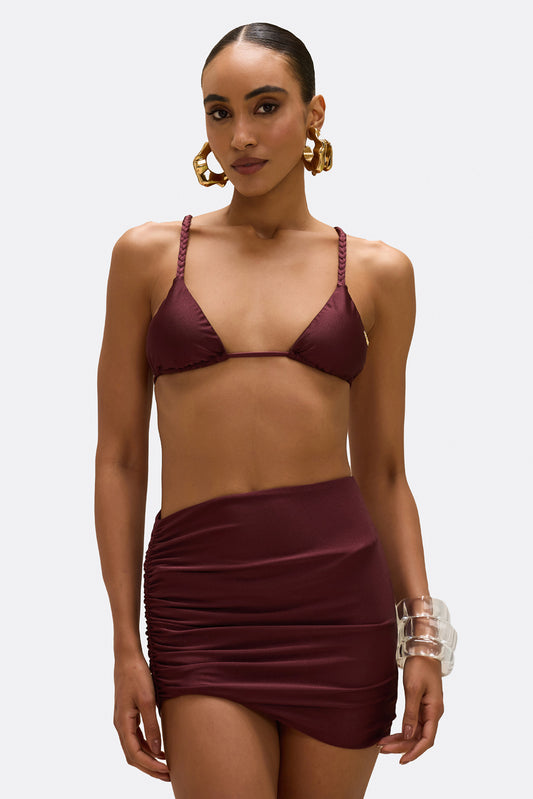 SAIA CURTA GROOVY LYCRA VERMELHO ESCURO