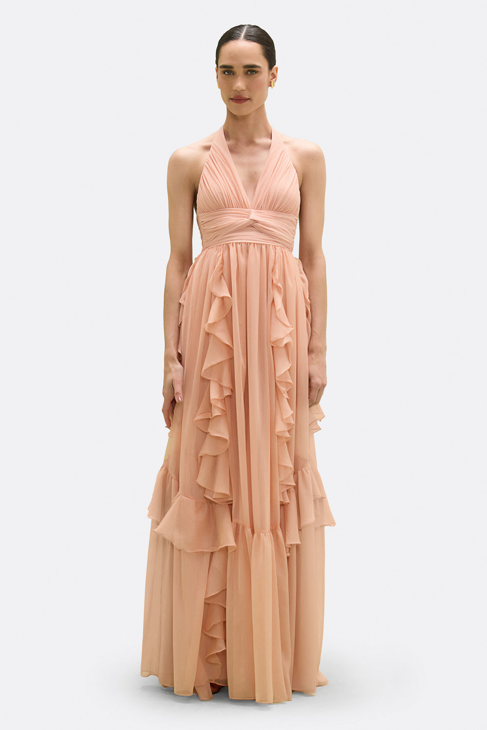 VESTIDO LONGO CHIFFON DAYDREAM LARANJA CLARO