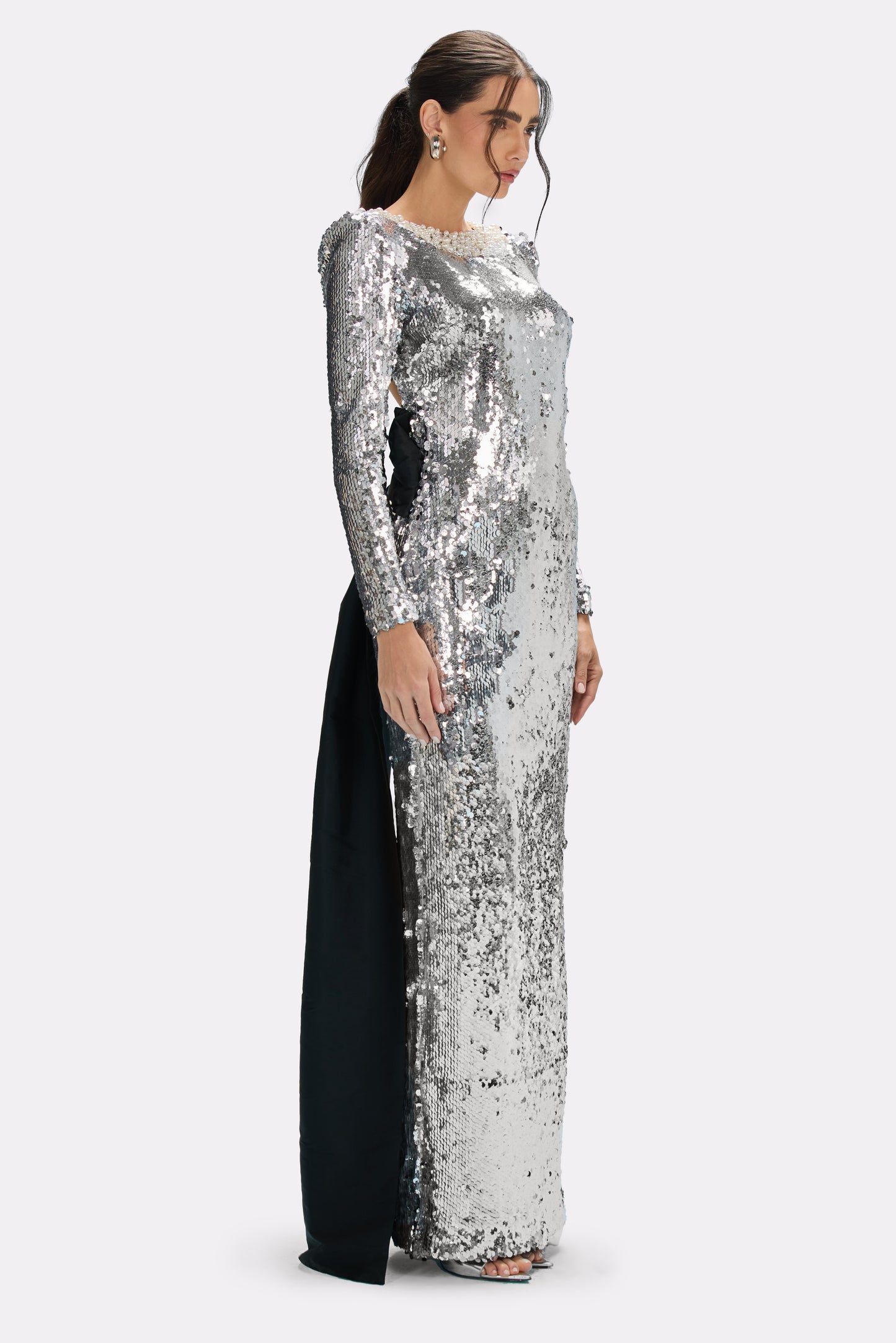 VESTIDO LONGO PAETÊ MOONLIGHT PRATA