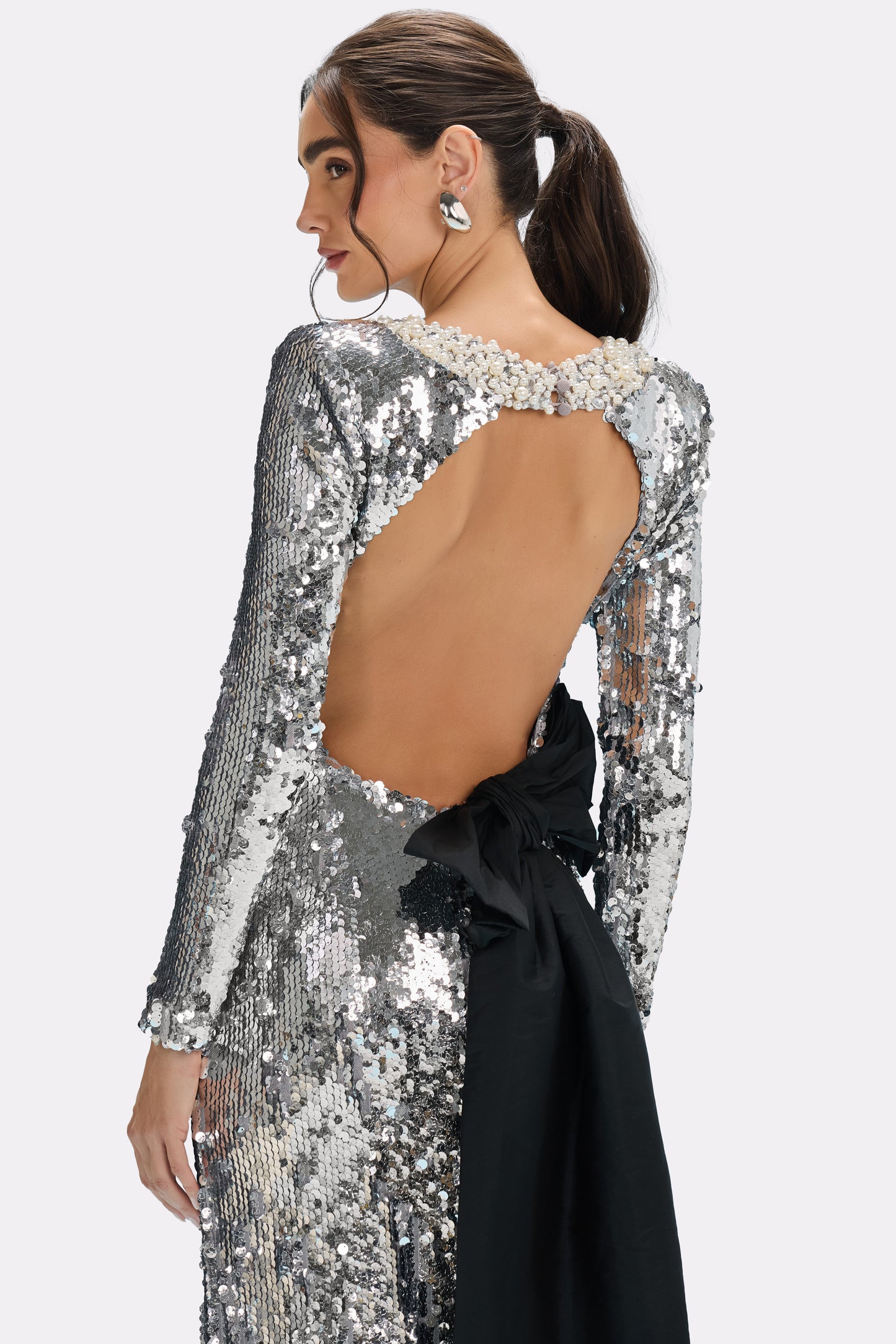 VESTIDO LONGO PAETÊ MOONLIGHT PRATA